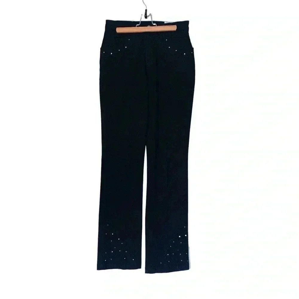 Lafei-Nier  black jeans with Swarovski crystals, Size 6, EUC